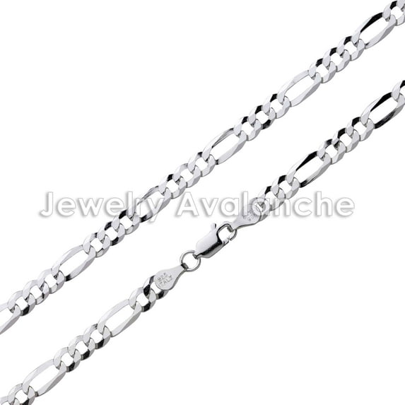 Mens .925 Sterling Silver Flat Figaro Link Chain Necklace 4.9mm - 16 inches #CH606s16