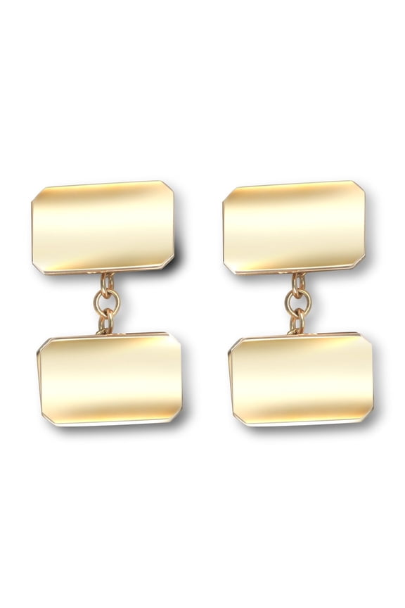 Mens 9ct Gold Jewelco London Twin Rectangular Chain Linked Cufflinks