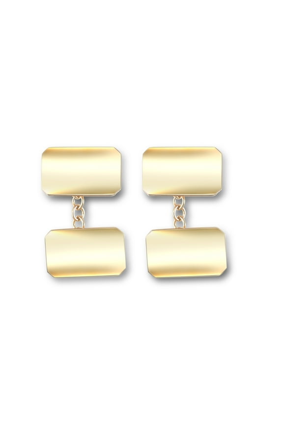 Mens 9ct Gold Jewelco London Twin Rectangular Chain Linked Cufflinks