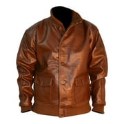 Mens A-1 Brown Flight Tan Bomber Style Ribbed Leather Jacket SouthBeachLeather X-Large