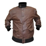 Mens A-1 Flight Brown And Black Leather Jacket SouthBeachLeather X-Large