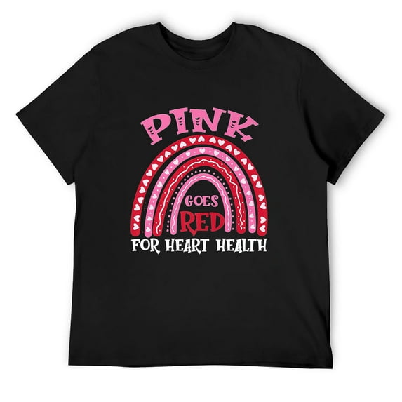 Mens AKA Pink Goes Red For Heart Health Awareness Month 2022 T-Shirt Black 2X-Large