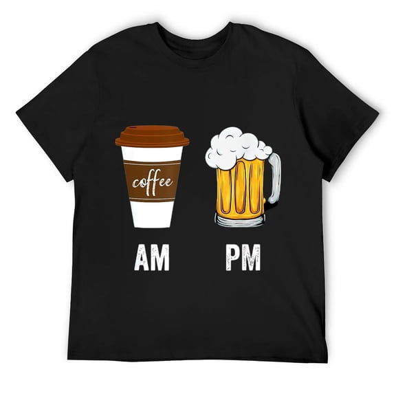 Mens AM Coffee PM Beer T-Shirt Black