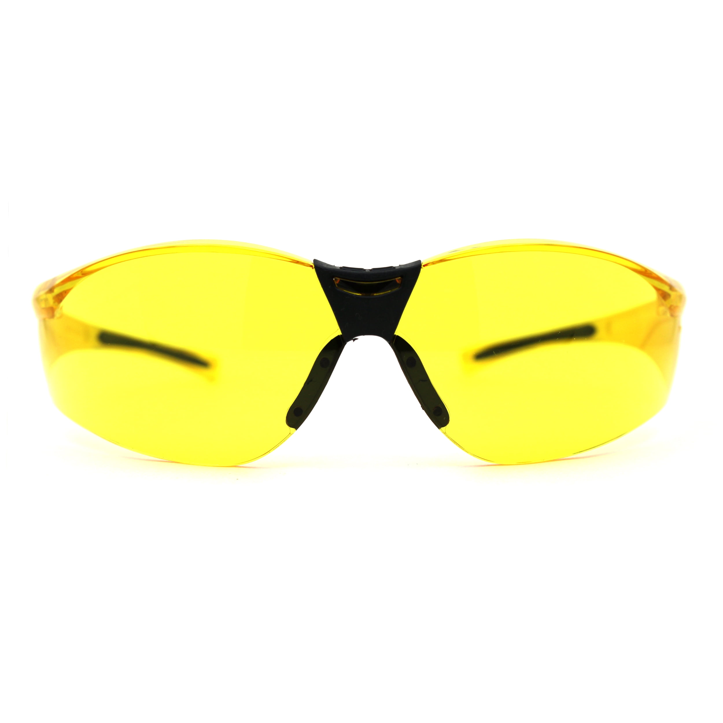 Mens ANSI Sport Warp Around Safety Glasses Yellow