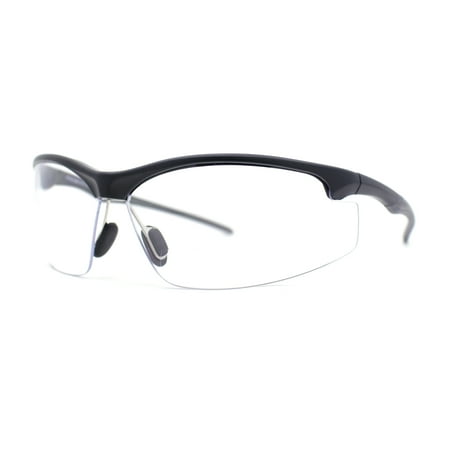 Mens ANSI Z87.1 Wrap Half Rim Safety Bifocal Reading Glasses Sunglasses [Clear Lens, +3.0]