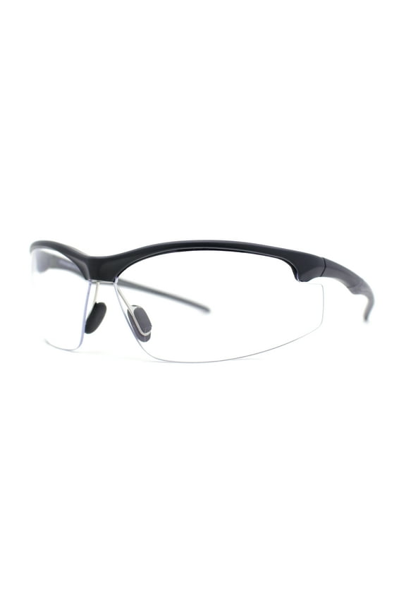 Mens ANSI Z87.1 Wrap Half Rim Safety Bifocal Reading Glasses Sunglasses [Clear Lens, +3.0]