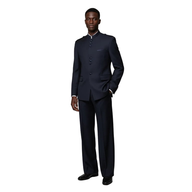 Mens APOLLO KING Banded Collarless suit Chinese Mandarin Wide leg AG92 navy blue - Walmart.com Mens APOLLO KING Banded Collarless suit Chinese Mandarin Wide leg AG92 navy blue - Walmart.com