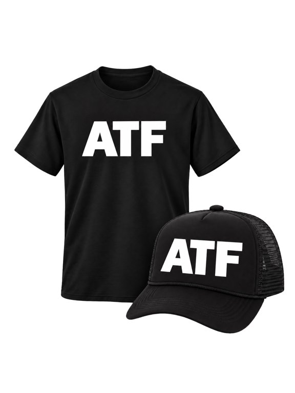 Mens ATF Hat & Shirt Combo For Costume Cosplay Trucker Cap, 2X-Large