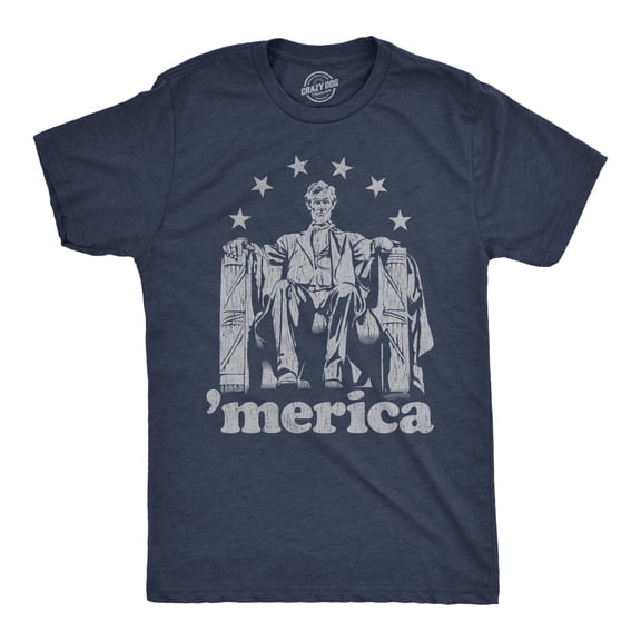 Mens Abe Lincoln 'Merica T Shirt Funny 4th of July USA Patriotic Graphic Novelty Tee Graphic Tees