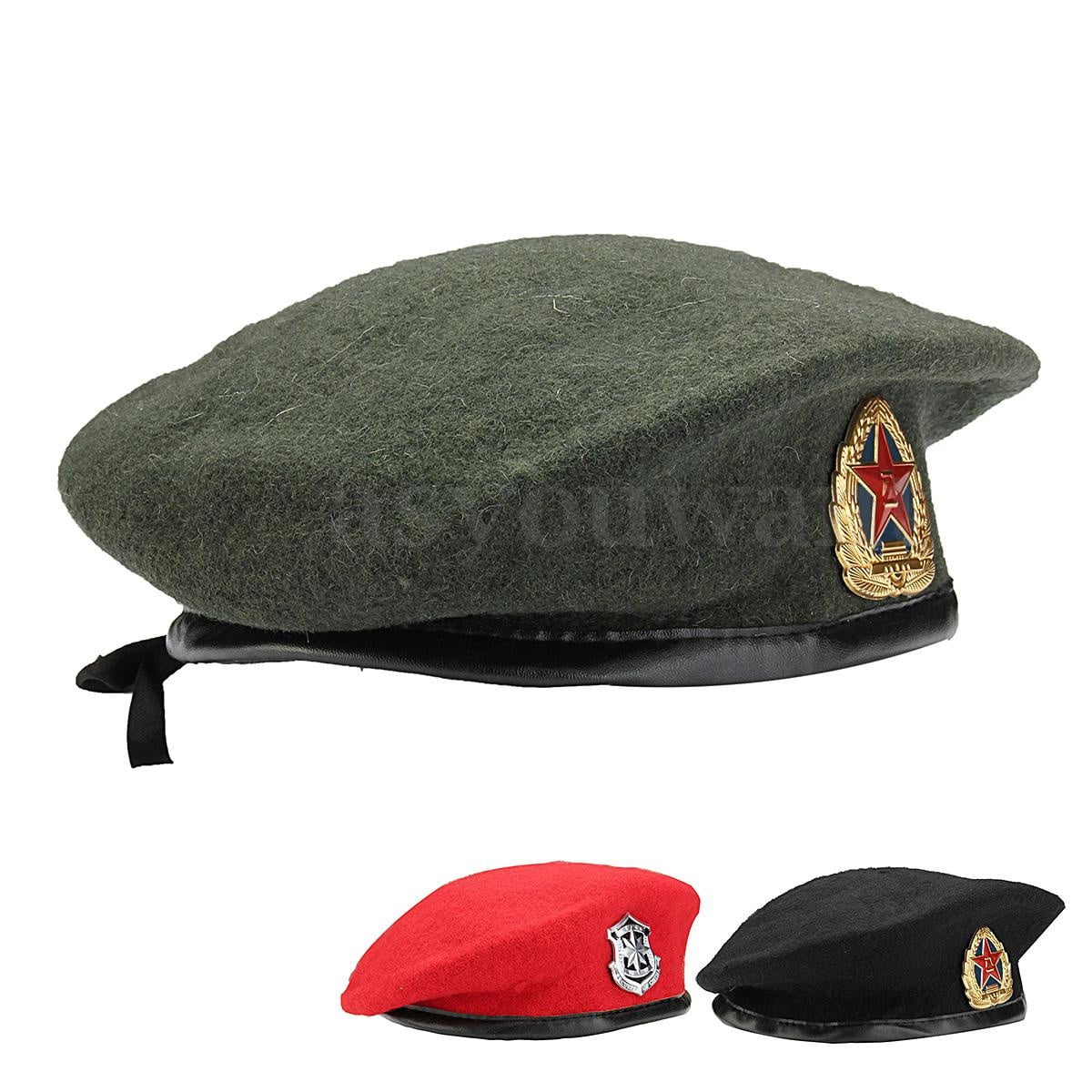 Mens Accessories Vintage Unisex Military Soldier Army Hat Wool Beret