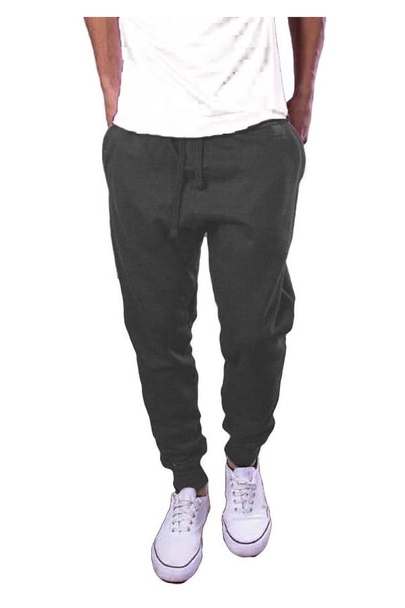 Mens Active Fleece Jogger Pants Charcoal Dark Grey Jogging Urban Basic Tapered fit
