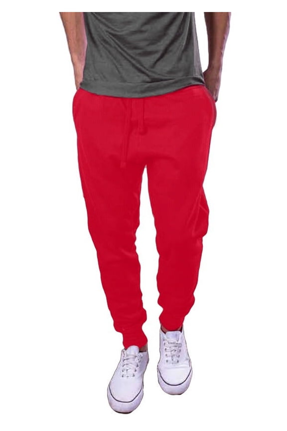 Mens Active Fleece Jogger Pants Red Jogging Urban Basic Tapered fit