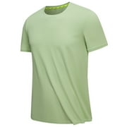 KIJBLAE Mens Active Quick Dry T Shirts Short Sleeve Athletic Running Gym Workout T Shirts Casual Crew Neck Tee Tops Green,XXXXXL