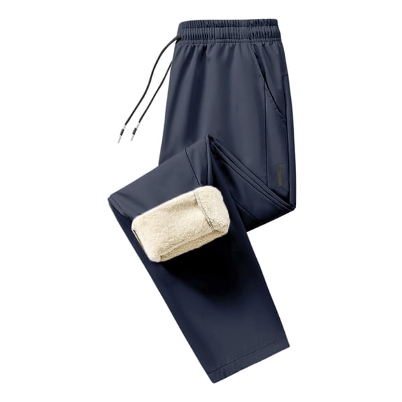 Mens Active Sherpa Pants Fleece Lined Warm Joggers, Running Casual with Zipper Pockets
