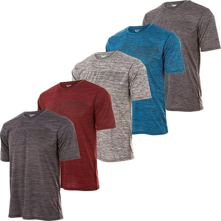 Mens Active T-Shirt - Quick-Dry Athletic Workout Training Crew Neck Short Sleeve Top 5 Pack