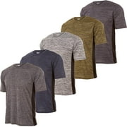 Mens Active T-Shirt - Quick-Dry Athletic Workout Training Crew Neck Short Sleeve Top 5 Pack