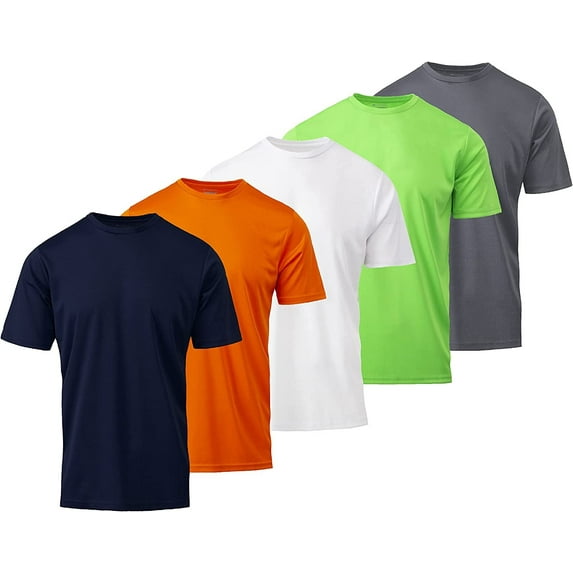 Mens Active T-Shirt - Quick-Dry Athletic Workout Training Stretch Crew Neck Short Sleeve Top 5 Pack 3X-Large, Assorted 5