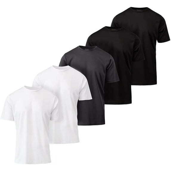 Mens Active T-Shirt - Quick-Dry Athletic Workout Training Stretch Crew Neck Short Sleeve Top 5 Pack 4X-Large, Assorted