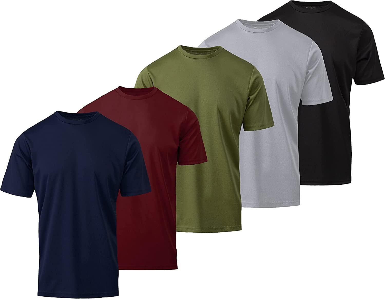 Real Essentials Men's Quick Dry Mesh Crew Neck T-Shirts, 5 Pack Men S Active Quick Dry Mesh Crew Neck T Shirts Athletic Short Sleeve Tee Available In Big Tall