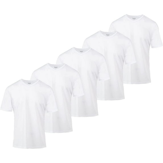 Mens Active T-Shirt - Quick-Dry Athletic Workout Training Stretch V-Neck Short Sleeve Top 5 Pack