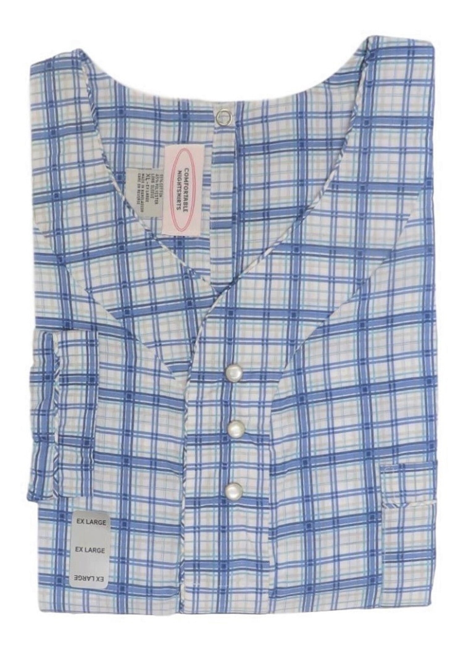 Mens Adaptive BackSnap HospitalStyle Cotton Nightshirt