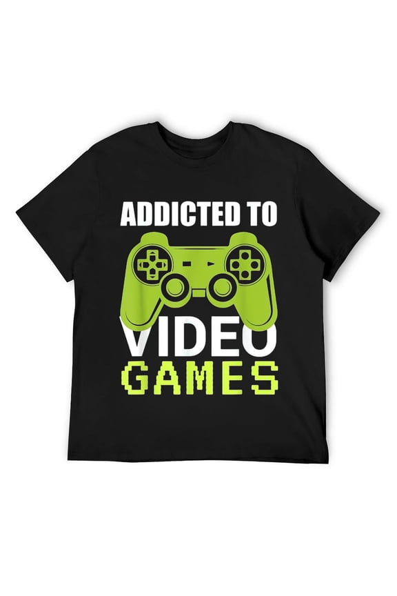 Mens Addicted To Video Games, Video Game Controller T-Shirt Black