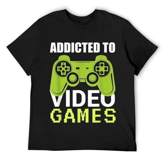 Mens Addicted To Video Games, Video Game Controller T-Shirt Black