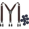 thumbnail image 1 of Mens Adjustable Button End Suspenders - Y-Back Elastic Tuxedo Suspenders with Heavy Duty Leather Buttons End, 1 of 1
