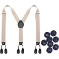 thumbnail image 1 of Mens Adjustable Button End Suspenders - Y-Back Elastic Tuxedo Suspenders with Heavy Duty Leather Buttons End, 1 of 1