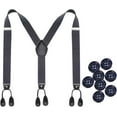 thumbnail image 1 of Mens Adjustable Button End Suspenders - Y-Back Elastic Tuxedo Suspenders with Heavy Duty Leather Buttons End, 1 of 1