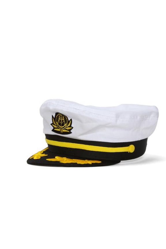 Mens Adjustable Captain's Cap - White