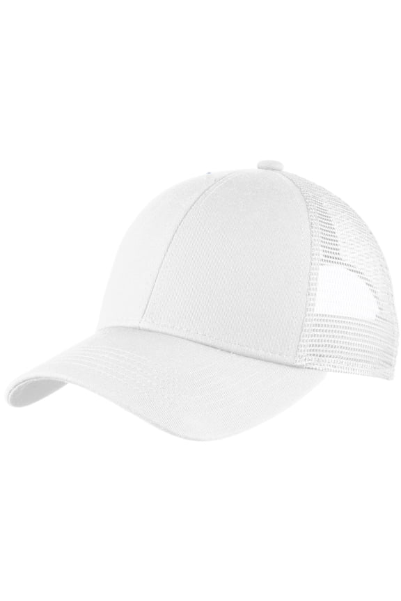 Mens Adjustable Cotton/Polyester Mesh Back Cap White