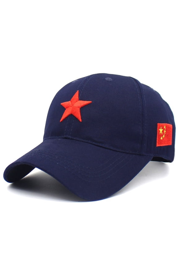 Mens Adjustable Strap China Red Five Point Star Military Dad Hats Unisex Chinese Flag Mao Army Baseball Caps(BE)