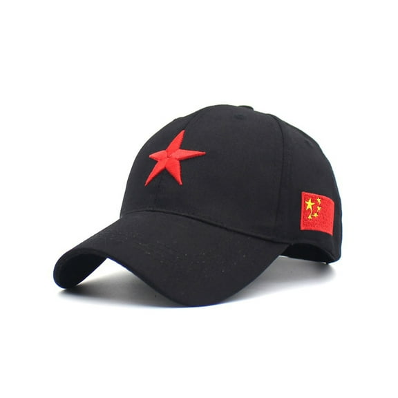 Mens Adjustable Strap China Red Five Point Star Military Dad Hats Unisex Chinese Flag Mao Army Baseball Caps(BL)