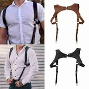 Chest Harness Punk Adjustable Body Chest Brown Half Harness Belt Faux  Leather Belt Rings for Men 