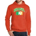 thumbnail image 1 of Mens Adult BRASIL FUTBOL Soccer Hoodie Sweatshirt, Large Orange, 1 of 3