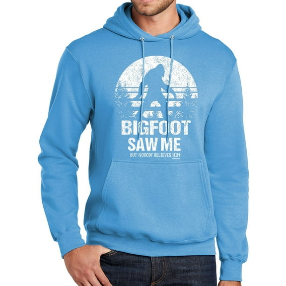 Mens Adult Bigfoot Saw Me Funny Hoodie Sweatshirt, 3XL Aquatic Blue