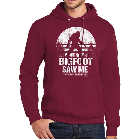 Mens Adult Bigfoot Saw Me Funny Hoodie Sweatshirt, 3XL Cardinal