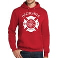 thumbnail image 1 of Mens Adult Firefighter Fireman Hoodie Sweatshirt, XL Red, 1 of 3
