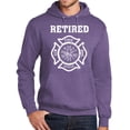 thumbnail image 1 of Mens Adult Retired Firefighter Fireman Hoodie Sweatshirt, 2XL Heather Purple, 1 of 3