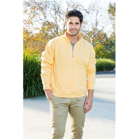Mens Advanced Fleece Q-Zip Mock, Butter - Large