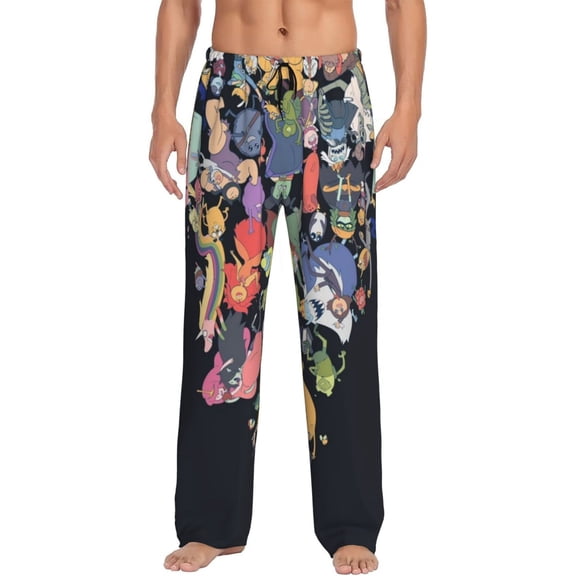 Mens Adventure Cartoon Time Pajama Pants Lounge Pants Super Soft Pajama Bottoms with Pockets Drawstring