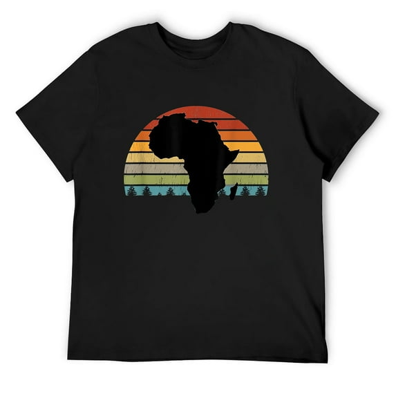 Mens Africa Vintage Retro Sun Black Map Mama Africa Roots T-Shirt Black X-Large