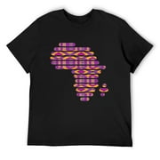Mens Africa map, Kente Pattern Pink Ghana Style African T-Shirt Black Small