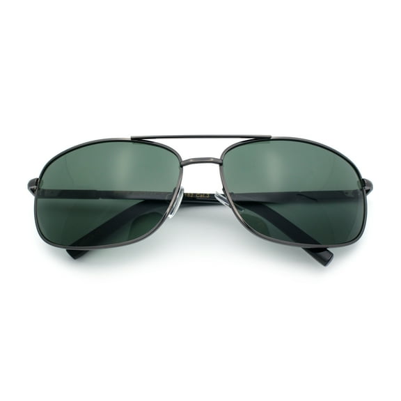 Mens Air Force Classic Narrow Rectangle Officer Cop Metal Rim Sunglasses Gunmetal - Green