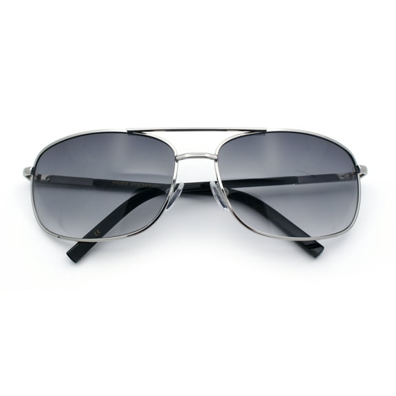 Mens Air Force Classic Narrow Rectangle Officer Cop Metal Rim Sunglasses Silver - Smoke