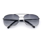 Mens Air Force Classic Narrow Rectangle Officer Cop Metal Rim Sunglasses Silver - Smoke