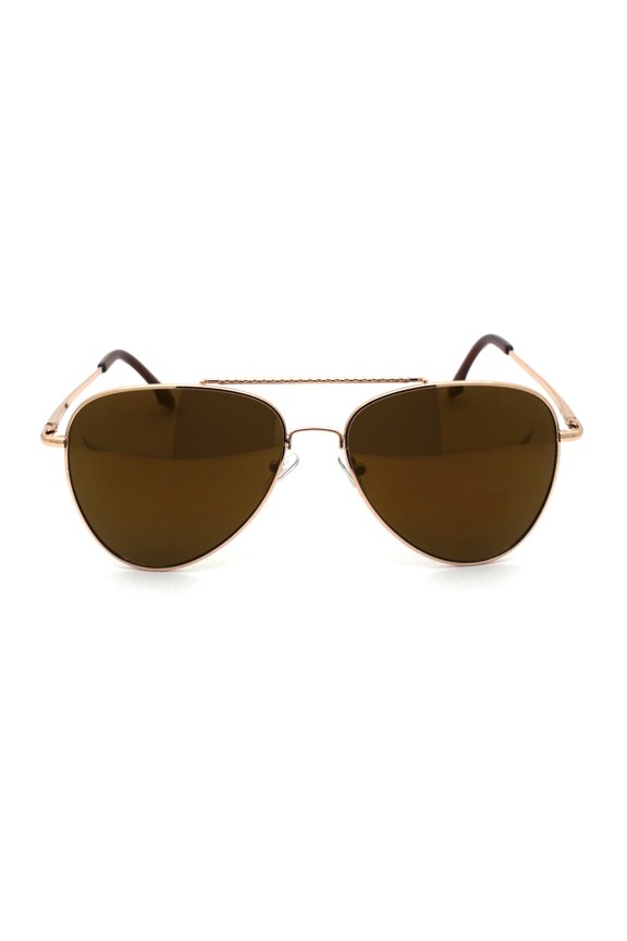 Mens Air Force Classic Officer Ornate Top Bridge Metal Rim Sunglasses Gold Gold Mirror