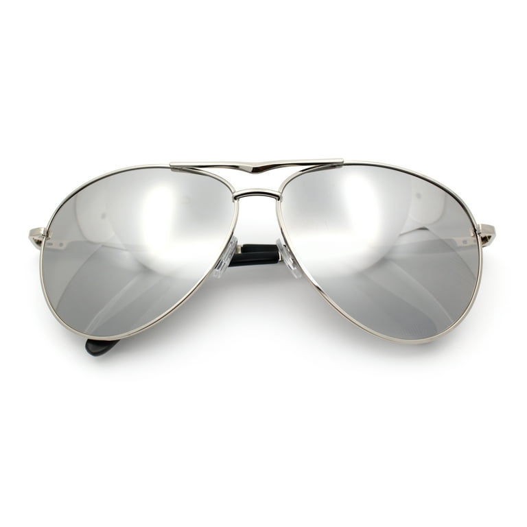 Sunglasses Men's Silver Mirrored Aviator Sunglasses
