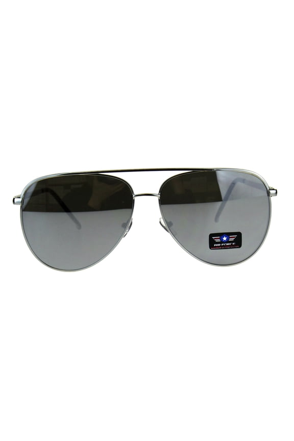 Mens Air Force Mirror Racer Metal Rim Officer Police Sunglasses Silver